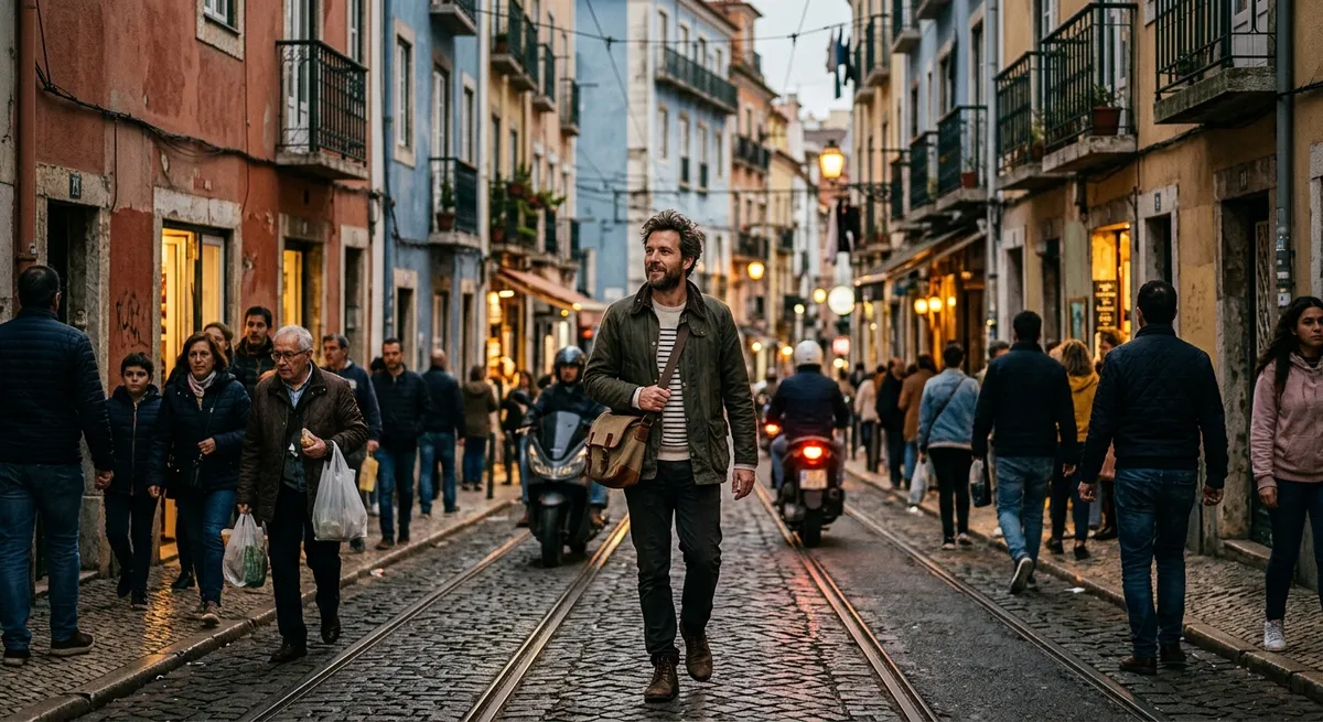 Expatrié français dans une rue de ville à l’étranger
